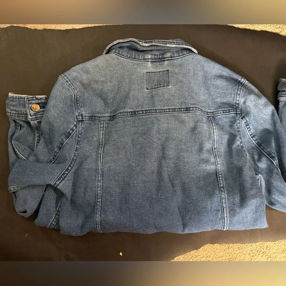 A New Day Hello Sunshine Embroidered Denim Jacket Raw Hem Blue Size L - Picture 7 of 7